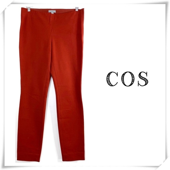 COS High Rise Slim Fit leg Stretch Pants Brick Orange - Picture 1 of 10